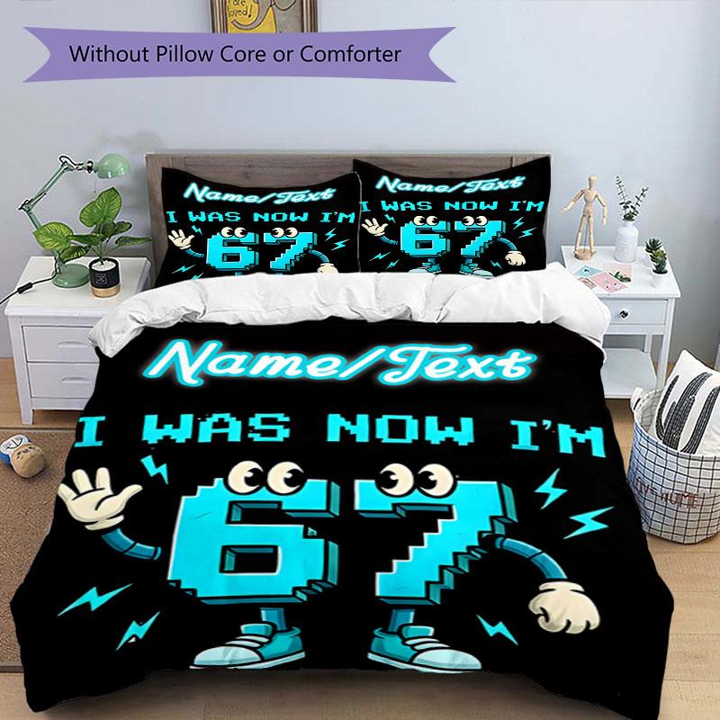 3PC Custom Name Anniversary Celebration Bedding Set Printed Bedding Set Duvet Cover Closure Includes 1 Duvet Cover & 163 Pillowcases for Bedroom