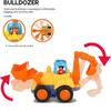 Friction Powered Cars Push and Go Trucks Construction Vehicles Toys Set of Tractor Bulldozer Dump Truck Cement Mixer for Baby Toddlers Infants Boys Gi