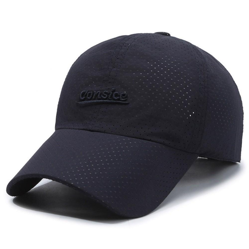 

Breathable Perforated Quick-Drying Hat Letter Embroidery Baseball Cap Summer Sun Hat For Women Men темно-синього кольору