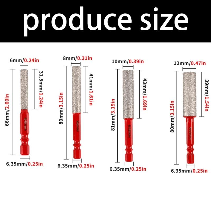 Hexagonal Shank Drill Bit Diamonds Coated Hole Cutter for Tile Glass Marble Dry Drilling and Edge Polishing