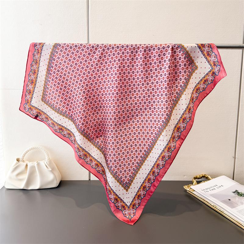 French Retro Imitation Silk Printing Square Scarf Shawl Scarf High-end Neck Small Square Scarf Headscarf Silk Scarf Women