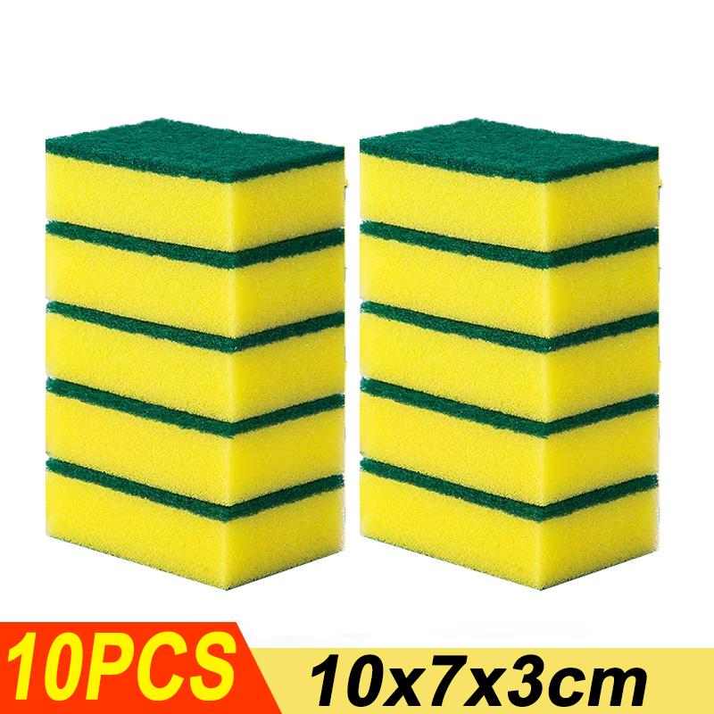 100/5pcs Kitchen Dishwashing Sponge Cleaning Rub Pot Rust Stains Removing Tableware Brush Scrub Sponges Scouring Pad Wholesale