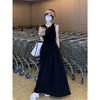 2026 Black Hepburn-Style French Sleeveless Spaghetti Strap Long Dress for Women - Spring/Summer