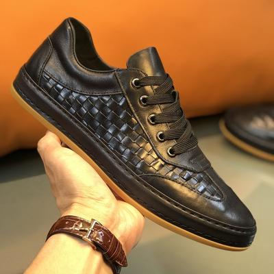 Chaussures en Daim Noir Style Européen pour Homme Cuir Véritable Baskets Décontractées Motif Tressé Cuir Naturel Homme Chaussures Décontractées Urbaines Quotidiennes