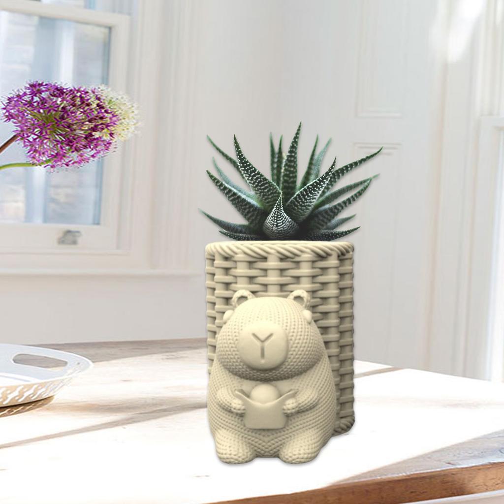 Creative Silicone Planter Mould Capybara Shape Silicone Texture for Making Unique Concrete Vases and Desk Pen Holders