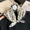 Fashion Silk Scarf Women's New High-end Small Square Scarf Versatile Spring and Autumn Scarf Women's Printed Silk Scarf Accessories