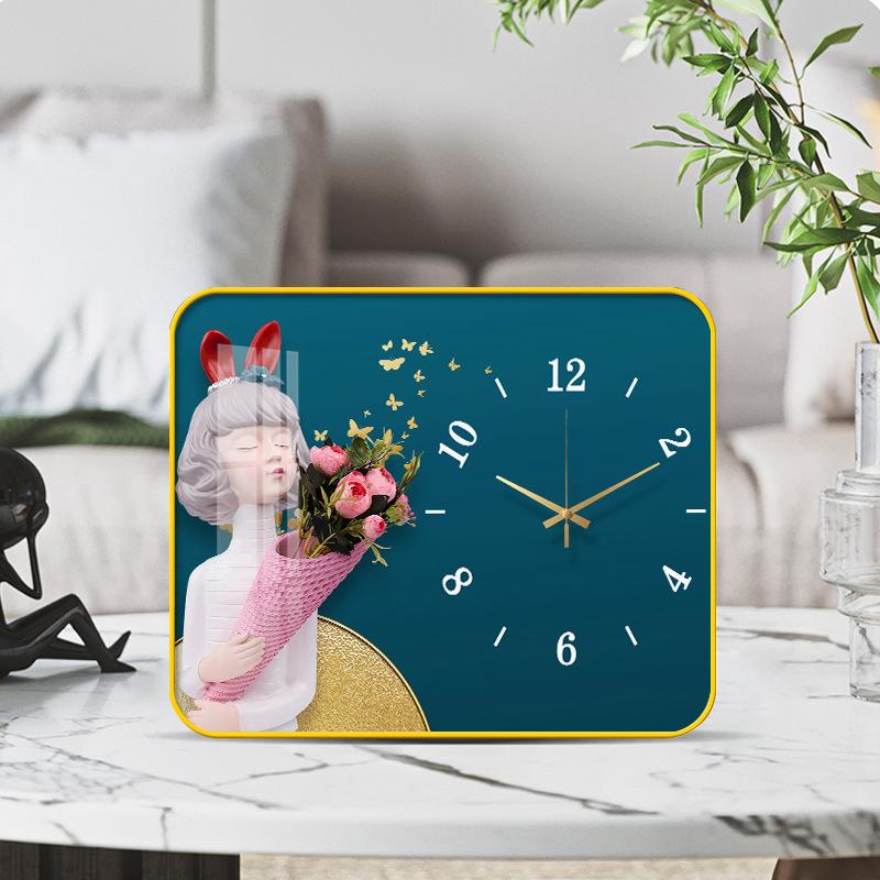 

Clock Desktop Decorative Painting with Clock Wall Clock Hanging Watch Creative Fashion Light Luxury Silent Clock .