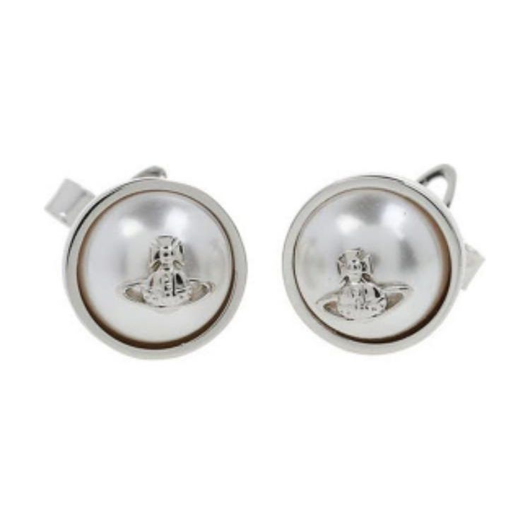 Vivienne Westwood Logo Design Brass Earrings Women earrings Silver 62010053P154 Basic Packaging-Dust Bag+Box,F,Silver