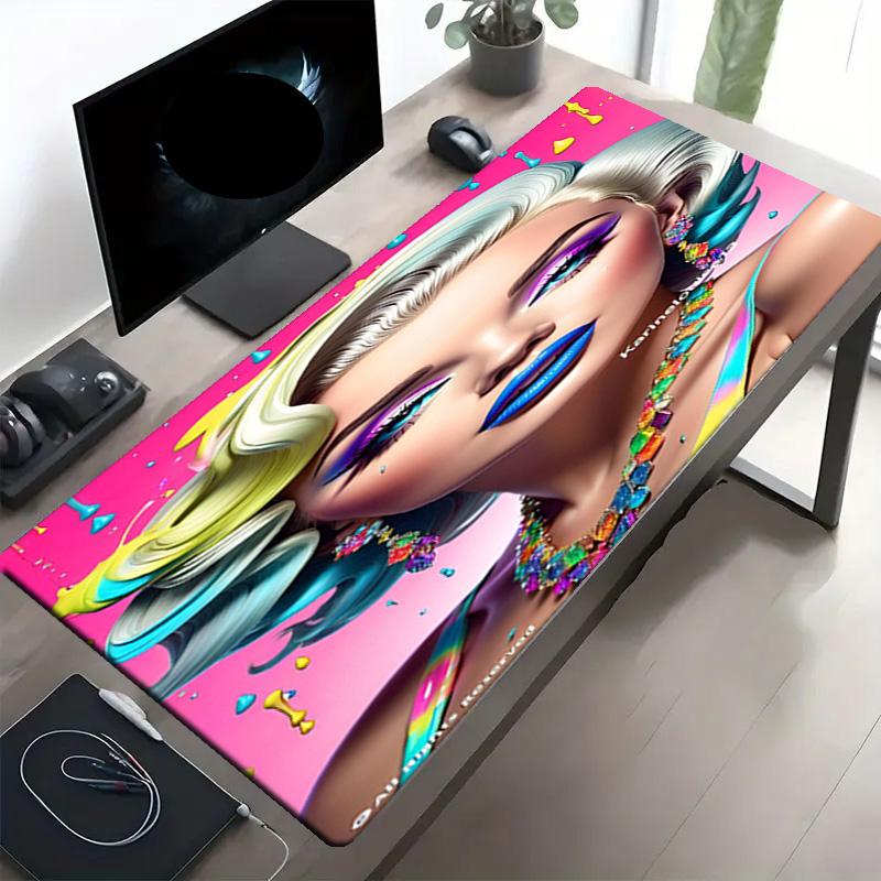 Marilyn Monroe Print Mouse Pad, Anti‑Slip Desktop Keyboard Mat, for PC Laptop Gaming Working Daily Use, Cool Festival Surprise Gift