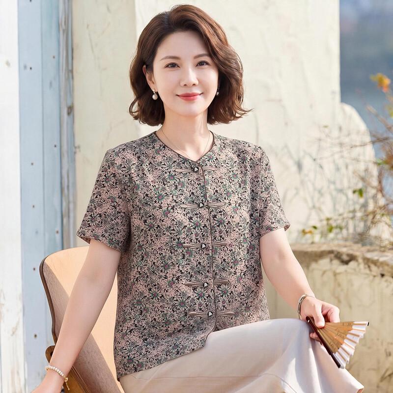 Elegant Floral Short Sleeve T-Shirt for Women 3XL