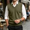 Men's Casual Wool V-Neck Knit Sweater Vest for Commute and Daily Wear