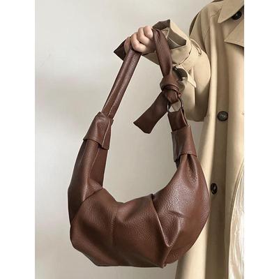Korean Retro Soft Leather Pleated Crossbody Croissant Bag