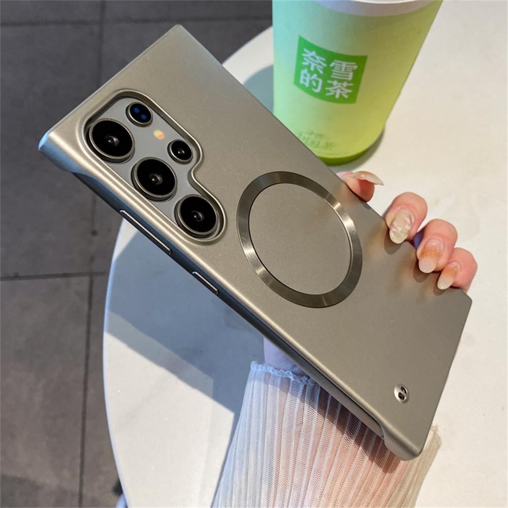 Luxury Magnetic For Magsafe Frameless Phone Case For Samsung S26 S25 S24 Ultra S22 S23 Plus Slim Metal Borderless Cover