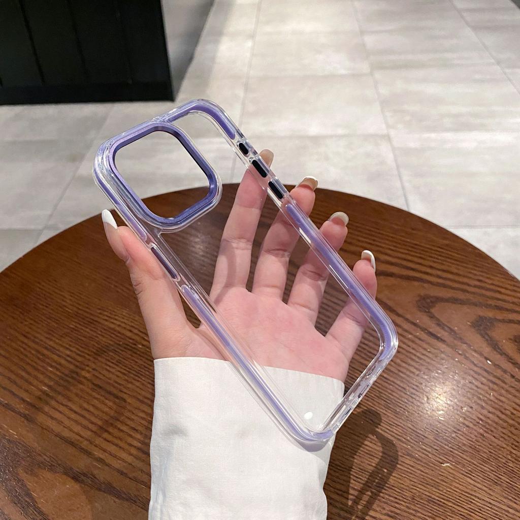 Anti Slip Colored Edge Airbag Anti Drop for IPhone 15 Magnetic Phone Case for Apple 14promax Metal Lens Ring