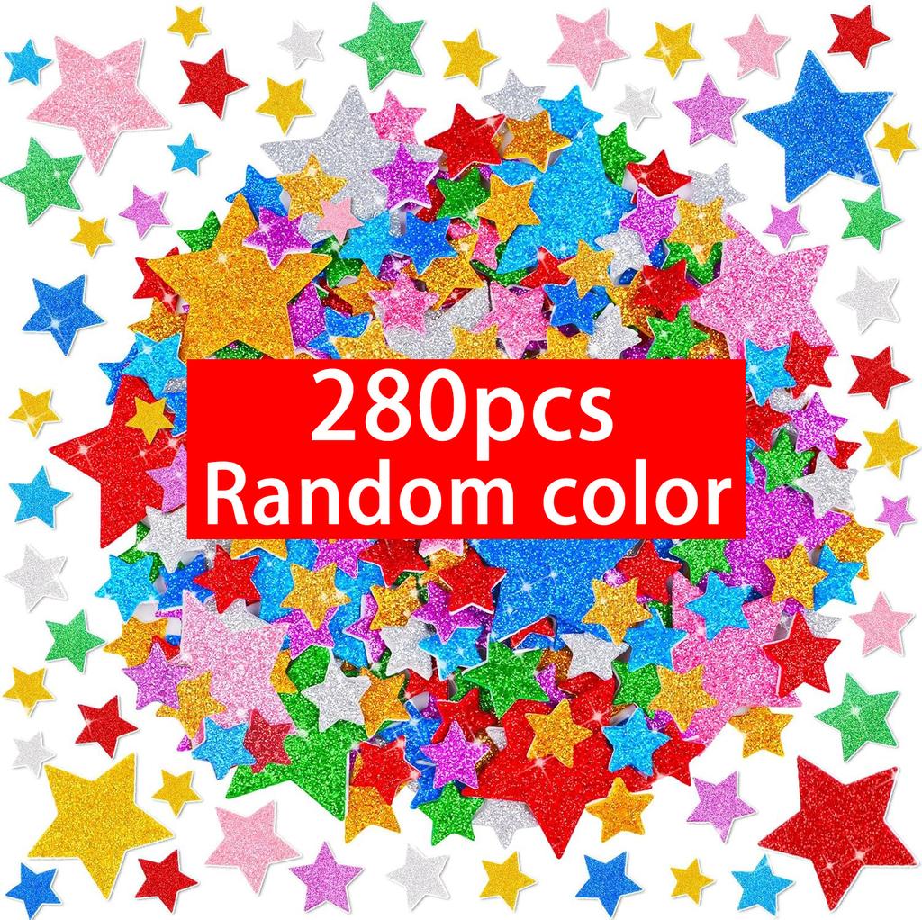 Glitter Foam Star Stickers Colorful Self Adhesive Eva Foam Stickers Diy Crafts Scrapbooking Home Christmas Party Decoration