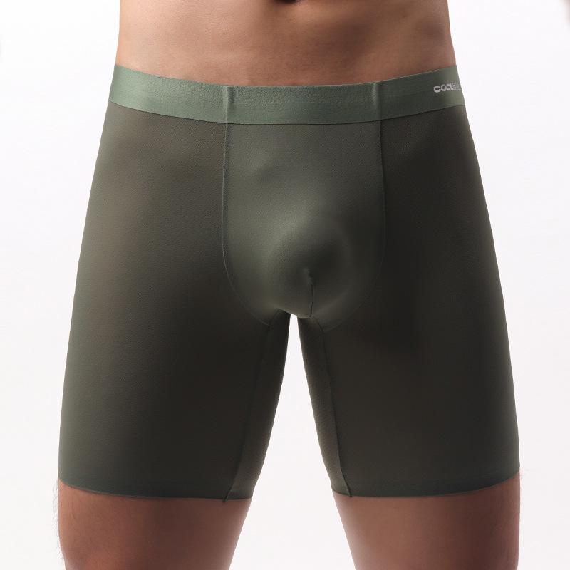 Eis Seide Herren Anti-Scheuer Nahtlose Boxershorts - Atmungsaktiv, Antibakteriell, Verlängerte Länge für Laufen und Fitness