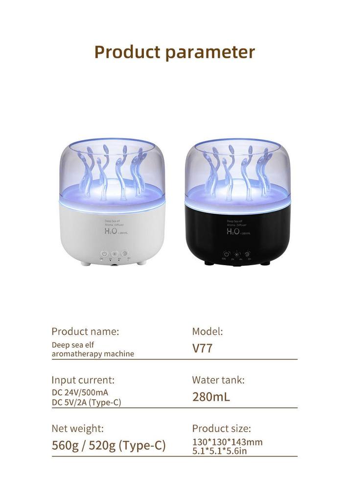 Creative Jellyfish Aroma Diffuser: Rotating Water Grass Humidifier with Essential Oil & Fragrance, Seven Color LEDs for Bedroom