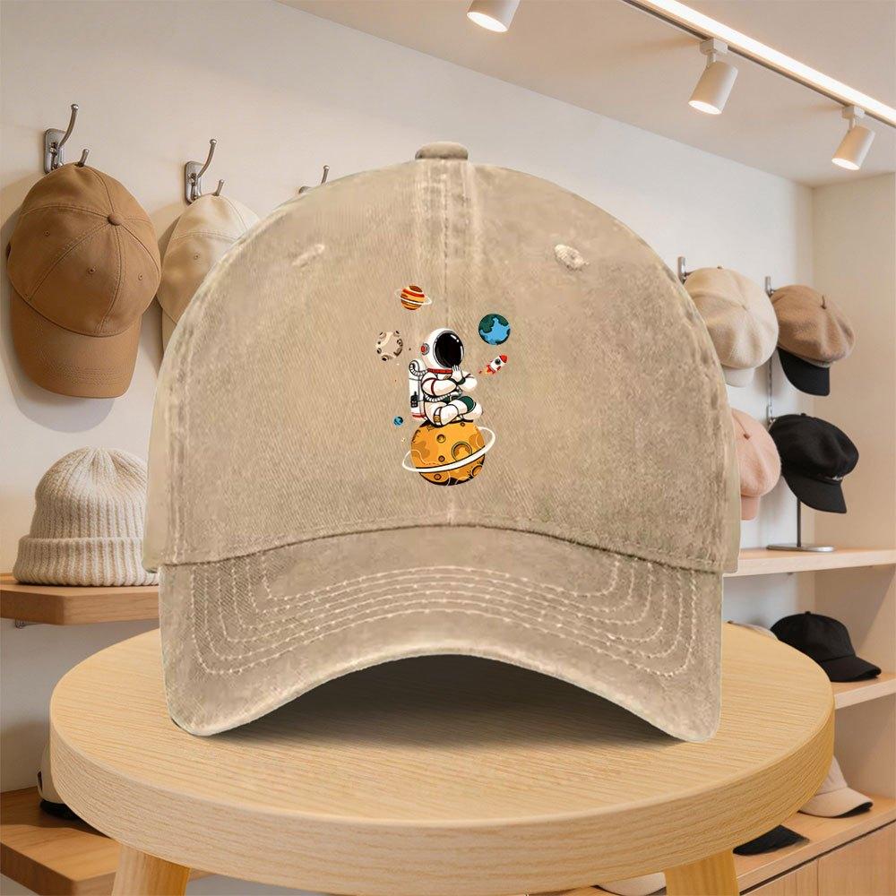 A MenS Baseball Cap Featuring an Astronaut On The Design Stylish And Casual Adjustable for Spring And Autumn Outings Perfect