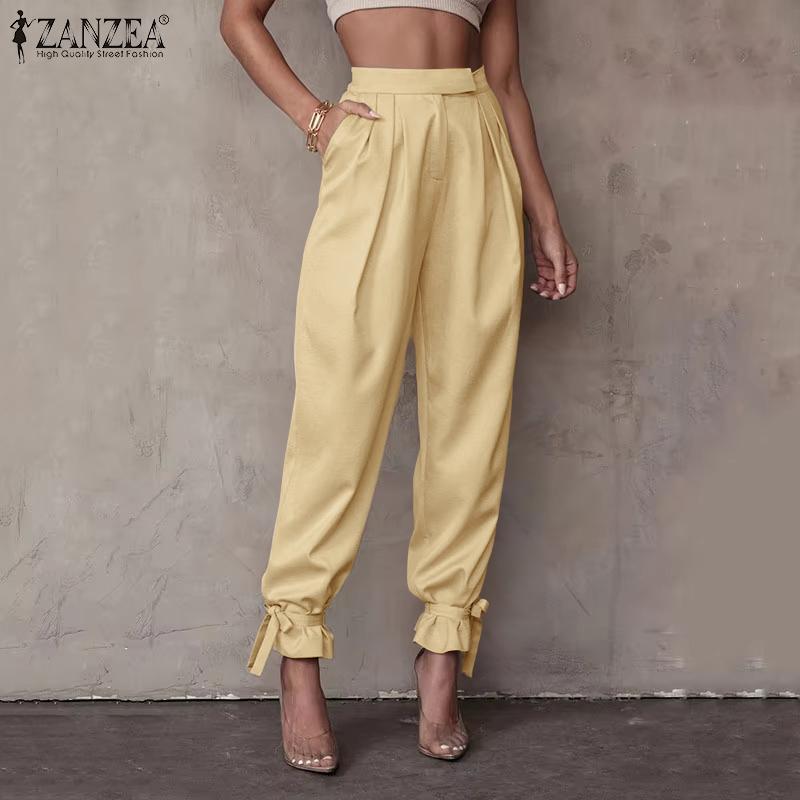 ZANZEA Womens Casual Solid Color Loose Cropped Pants