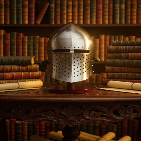 Silver Barbuda Helmet with Display Stand Authentic Medieval Knight Armor Halloween Gift