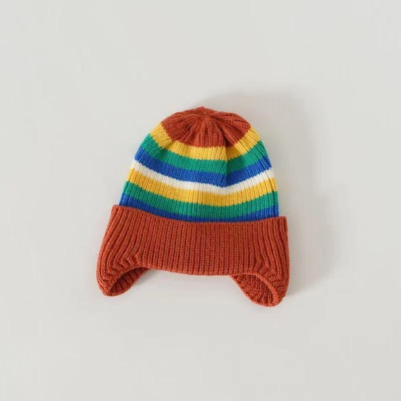 Children's Hats Autumn and Winter Girls Pullover Knitted Hat Colored Wool Hat Boys Baby Warm Ear Hat Tide