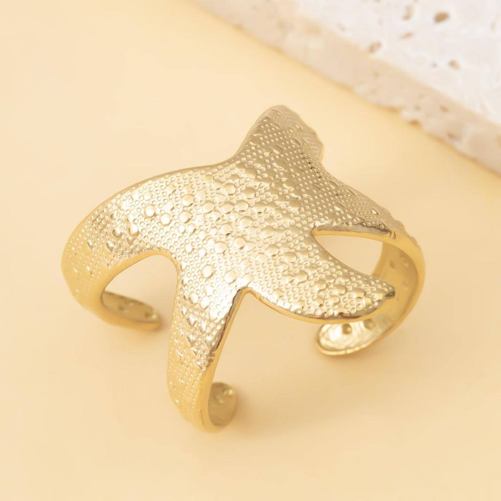 Stainless Steel Adjustable Starfish Texture Open Ring