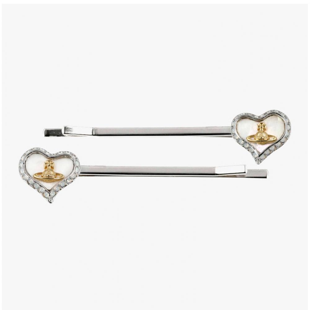 Vivienne Westwood Petra Heart Bobby Pin Hair Clip 67030018 02p556