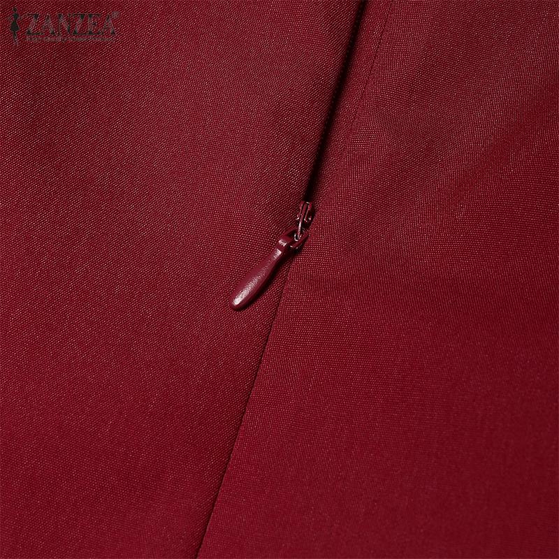 ZANZEA Women Casual Fake Two Piece Patchwork Retro Print Short Sleeve Dress