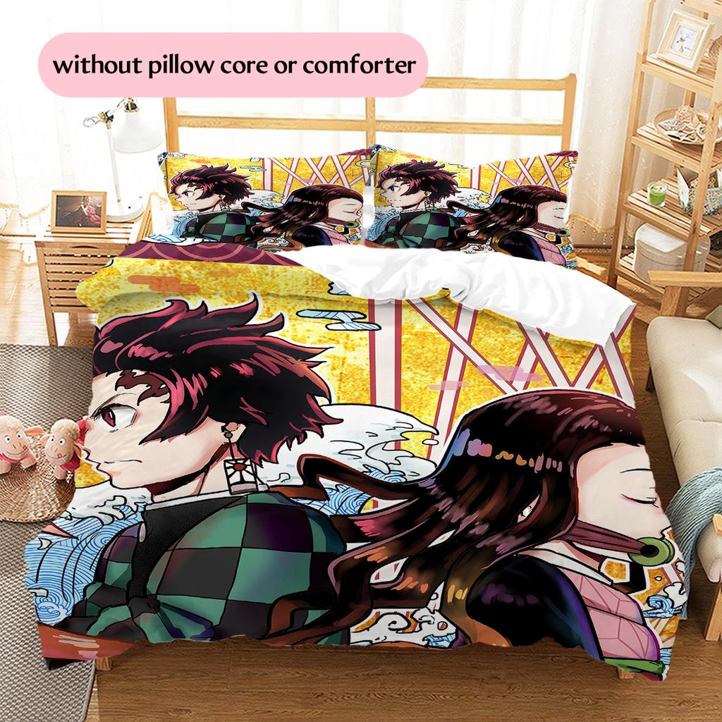 Demon Slayer Nezuko & Tanjiro Bedding Set Duvet Cover Pillowcase No Filler, Soft Home Bedroom Decor, Perfect Gift for Fans.chl