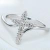 Women Silver Cross Ring with Diamonds Stylish European Fashion Jewelry Gift