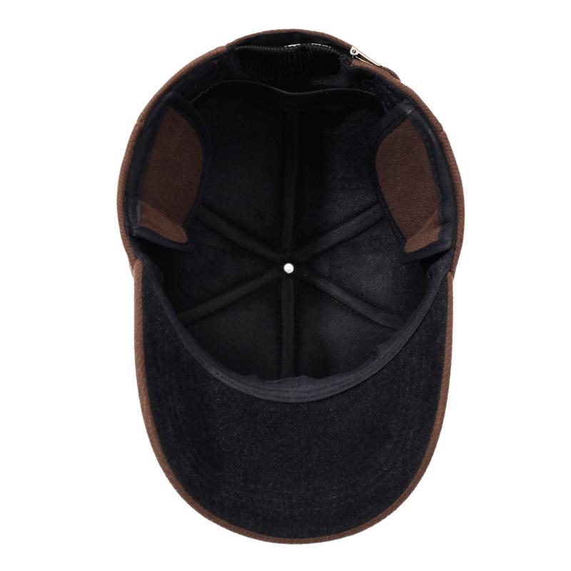 Men's Cap Autumn Winter Middle-Aged Thick Woolen Baseball Cap Windproof Ear Protection for The Elderly