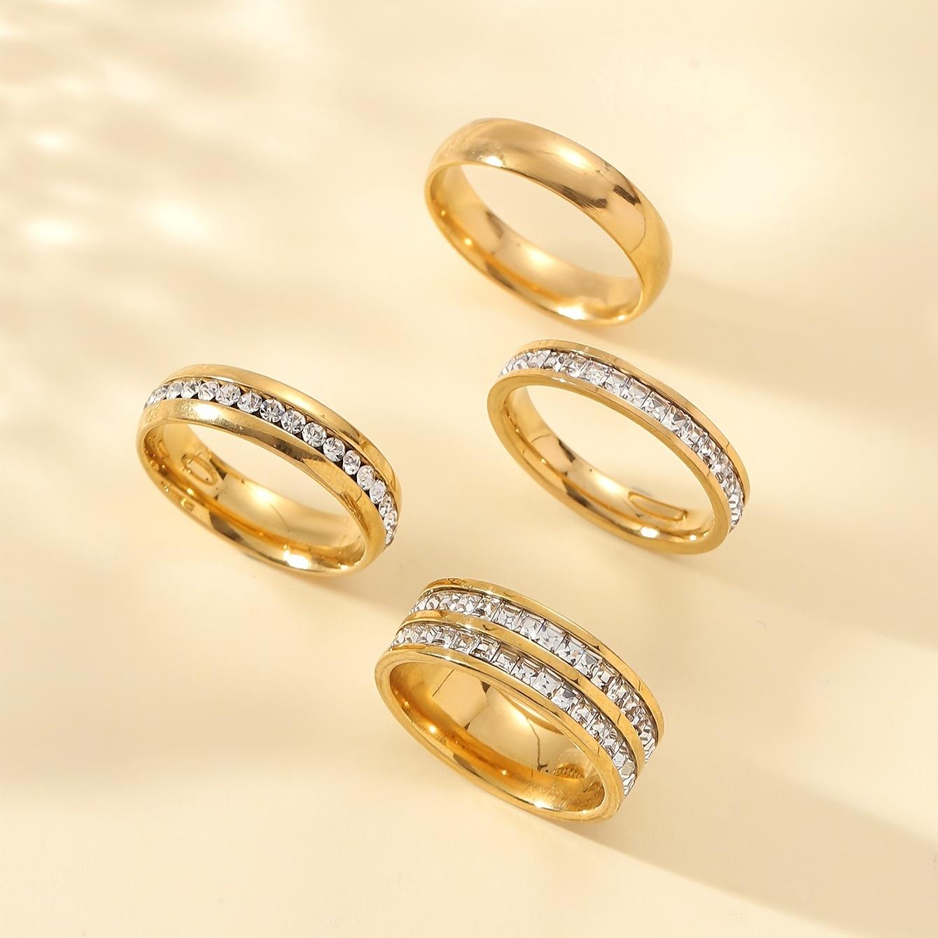 

Stainless Steel Ring Set Advanced Sense18k Gold-plated Ring with Inlaid Diamonds Titanium Steel Jewelry Factory Direct Sale 11No.