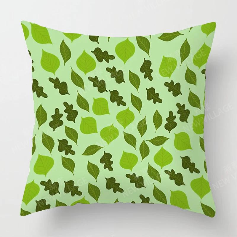 Nordic Fall Home Decor Autumn Throw Pillow Case Sofa Cushion Cover Modern 45X45Cm 45*45 50X50 60X60Cm 40*40Cm Leaf Plant Green