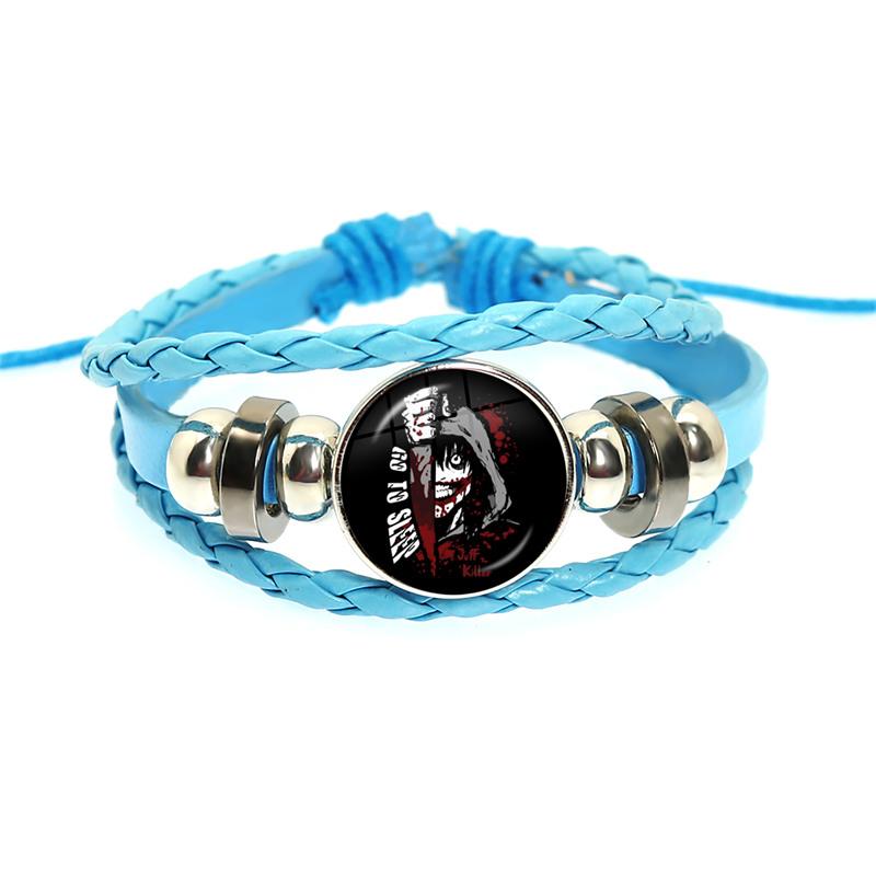 Fashion Accessory Gift For Kids Hot Creepypasta CREEPY PASTA TICCI TOBY Bracelet Glass Leather Bangle JEFF THE KILLER