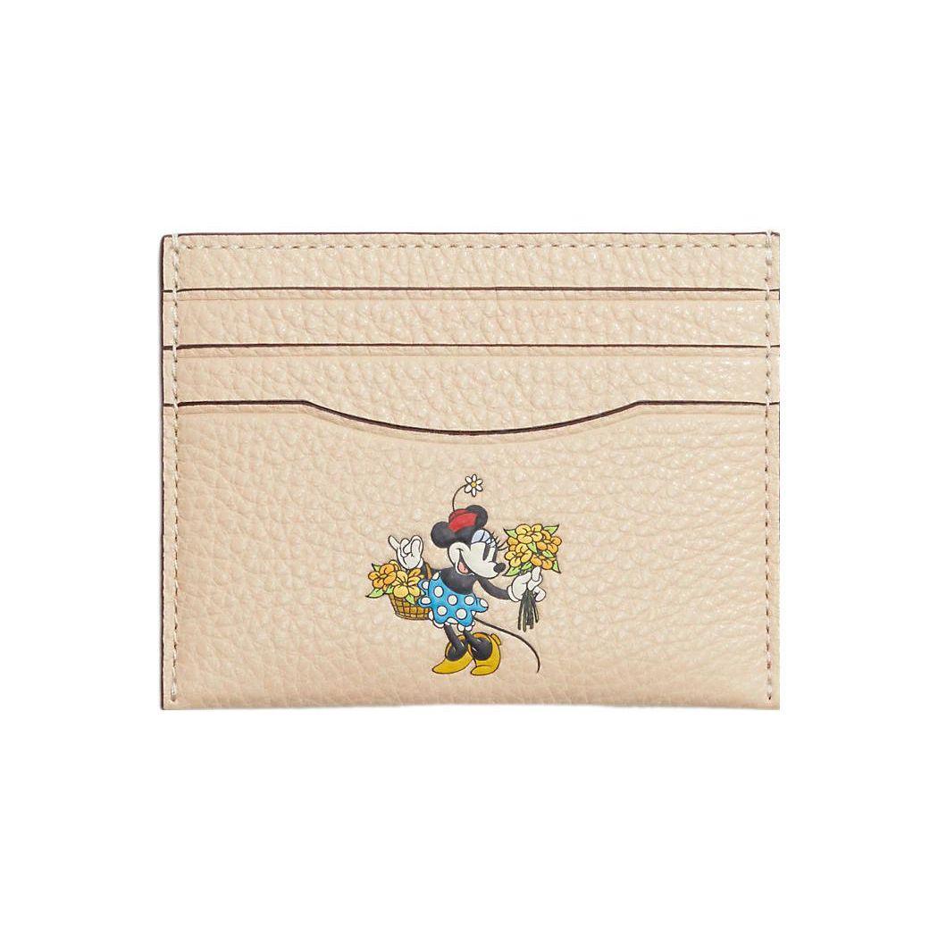 Coach Men's Beige X Disney Collaboration Card Case Cartoon Print Recycled Glove Tanned Pebble Leather Wo Card Case Cg971-Vmi