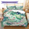 Bulbasaur Pattern Bedding Quilt Set Quilt Cover Pillowcase Home Decoration Birthday Gift (1 * duvet cover + 2 * pillowcase, without core)