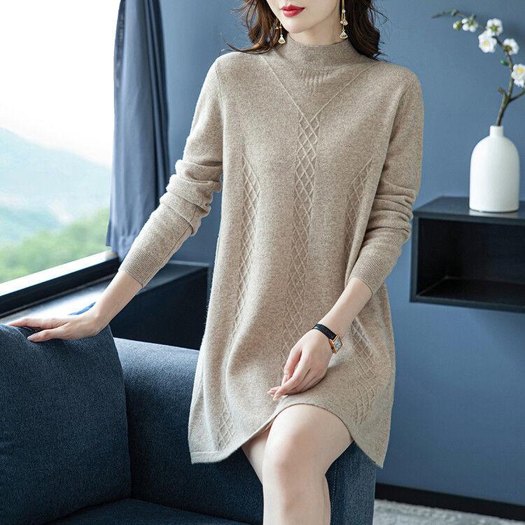 Sweater Pullover Autumn Winter Women Korean Loose Longsleeve Knit Sweater Midlength Bottoming Sweaters Female Clothes Tops
