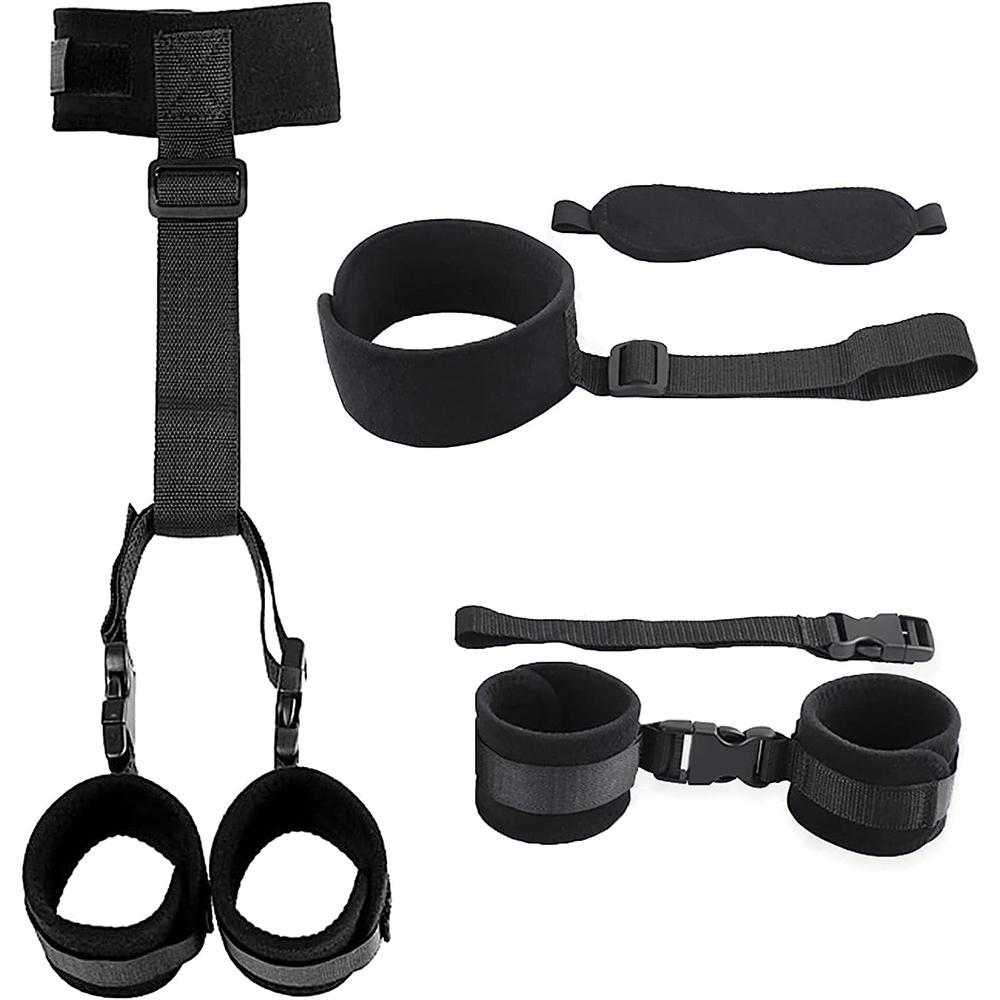 Sex Toys Restraints Sex Harness Adjustable Bondage Set Behind Back Handcuffs Collar Blindfold Adjustable SM Games Sex Toys