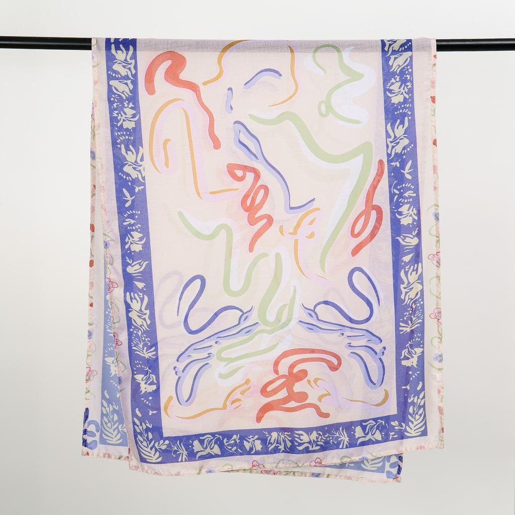 Watercolor Printed Cotton Linen Modal Shawl Hijabs New Design Malaysia Muslim Headscarf Islamic Head Cover Women Cotton Scarf