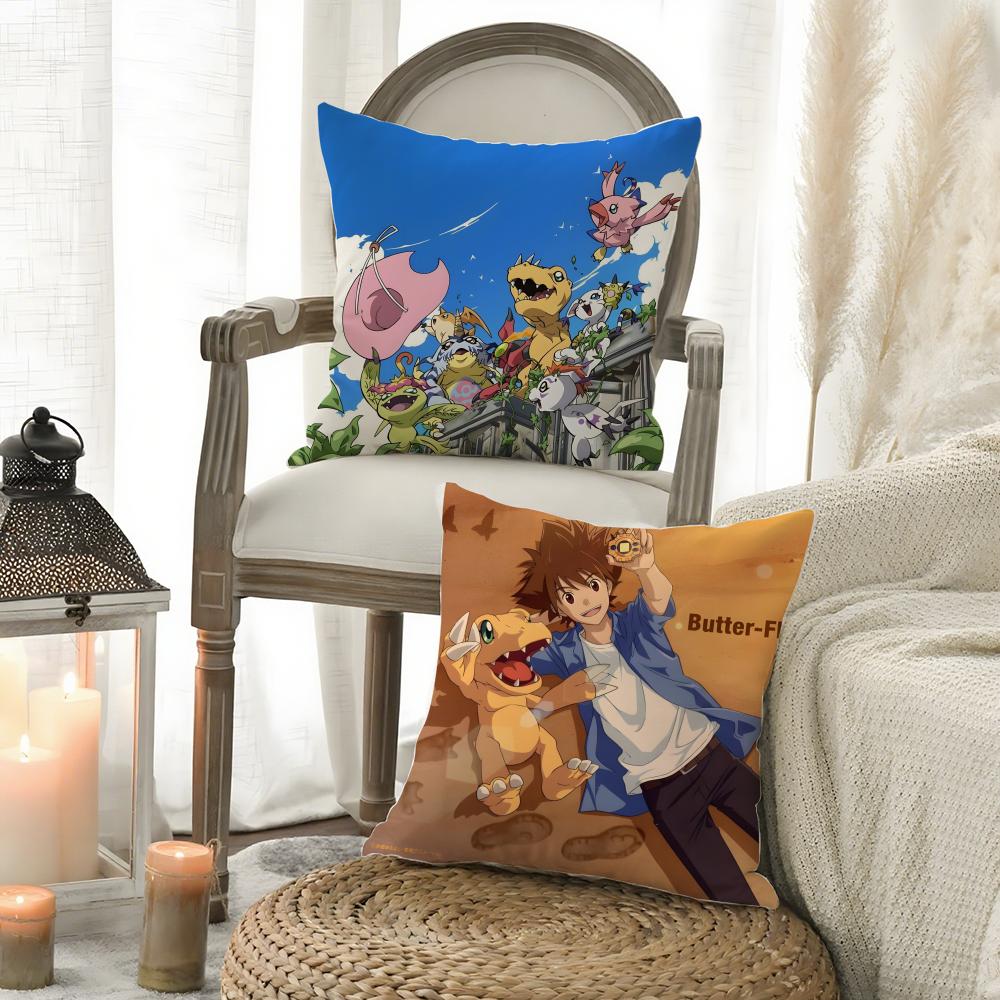 Cartoon D-Digimon Anime Pillow Case Pattern Printed Pillowcase for Living Room Sofa Cushion Cover & Bedroom Decor