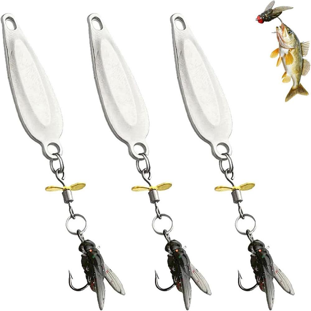 3Pcs Roumant Metal Propeller Fishing Lure for Catching Fish, High-Vibration Spinner Fish Bait