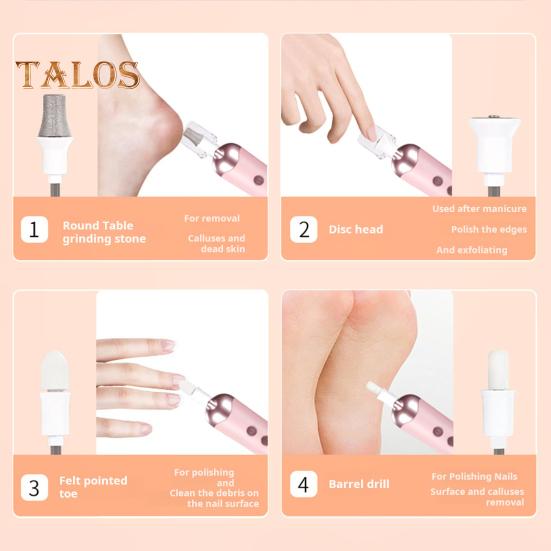 Electric Nail Drill with 8 Drill Bits LED Light USB Rechargeable Modes Adjustable Nail File Machine Portable Acrylic Gel Nail Polish Removal Manicure