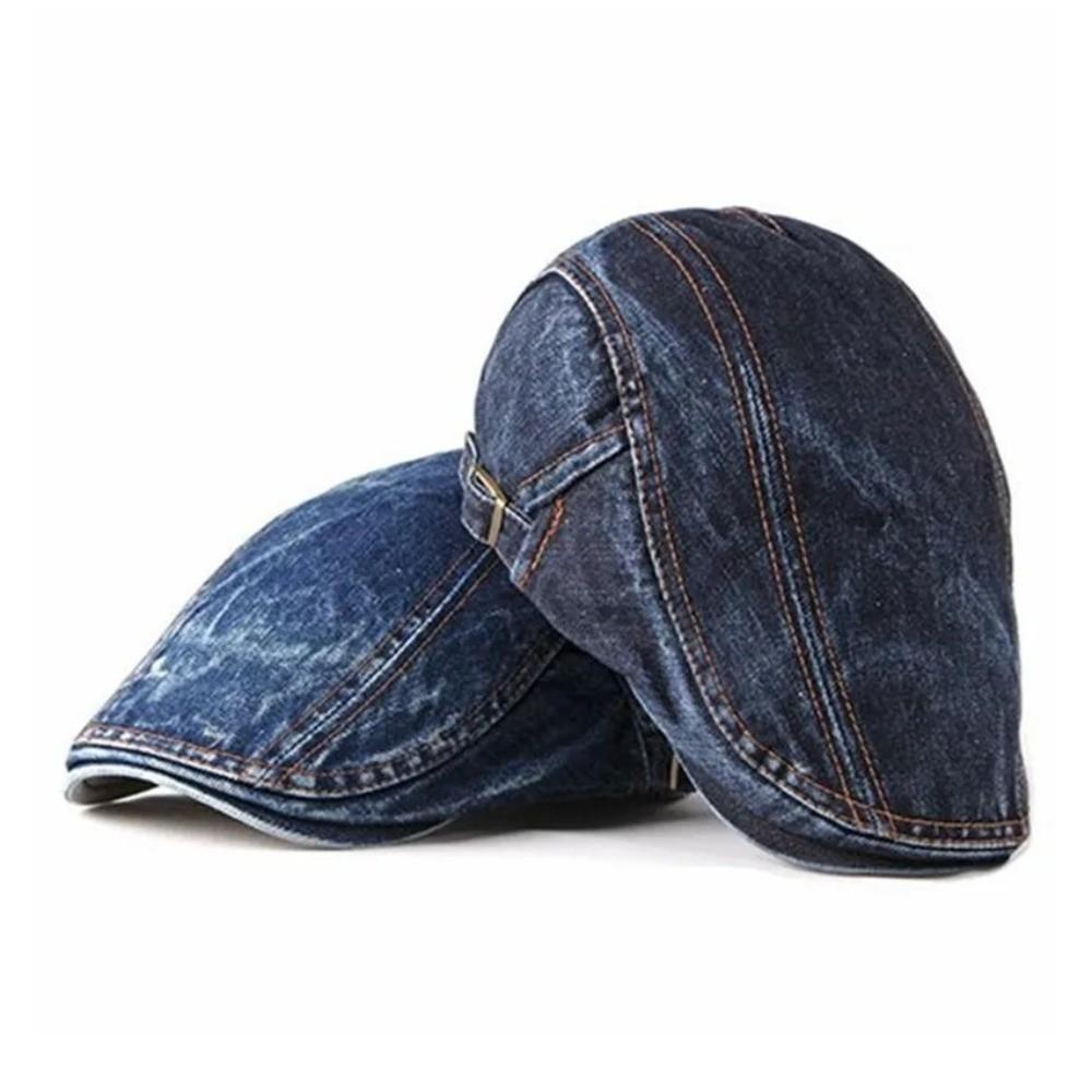 Adjustable Washed Denim Newsboy Caps Retro Flat Cap New Painter Beret  Casual