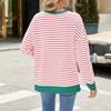 HNXC Women's Fashion Casual Stripe Print Long Sleeve O-Neck Hoodies & Sweatshirts