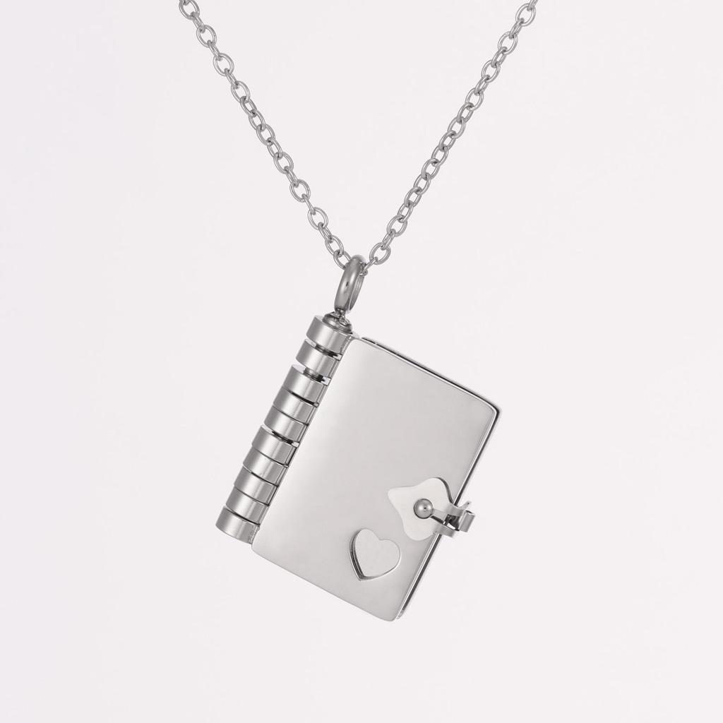 18K Gold Plated Stainless Steel Engravable Book Necklace Pendant for Couples
