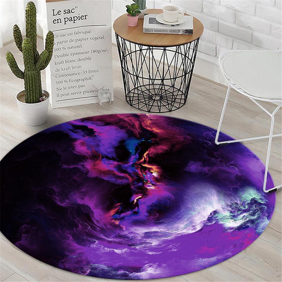 Children's Room Coffee Table Carpet Living Room Chair Cushion Non-slip Abstract Colorful Cloud Cushion Round Carpet