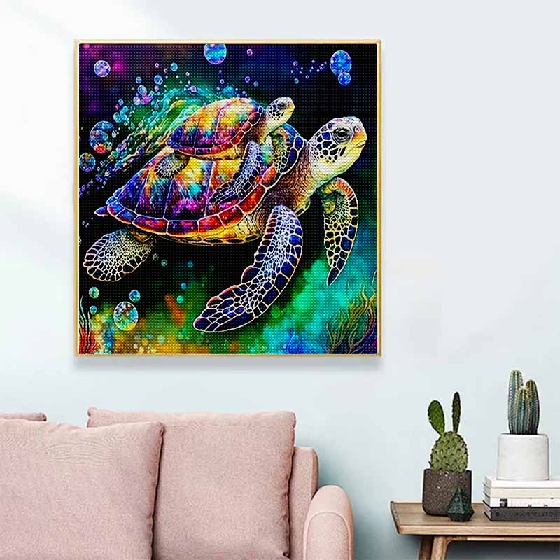 New Arrival 5D DIY Full Circle Diamond Painting "Big and Little Turtles" Embroidery Cross Stitch Home Decor Gift