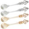 4Pcs Coffee Spoons Set Vintage Aluminum Alloy Dessert Spoons with Orris Pattern for Home Kitchen Use