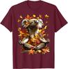 Meditating Koala Autumn Leaves Graphic Tee Men Women Casual Soft Cotton T-Shirt
