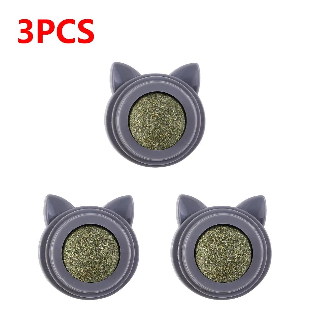 

1-3pcs Catnip Wall Ball Toys Rotatable Cat Licking Snacks Healthy Natural Catnip Balls for Teeth Cleaning